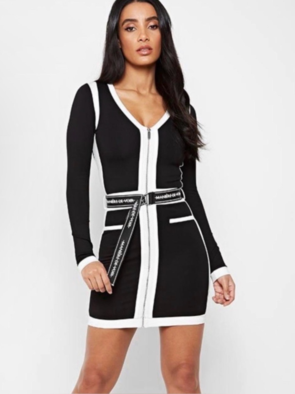 Manière De Voir Contrast Panel Bodycon Dress Size 8